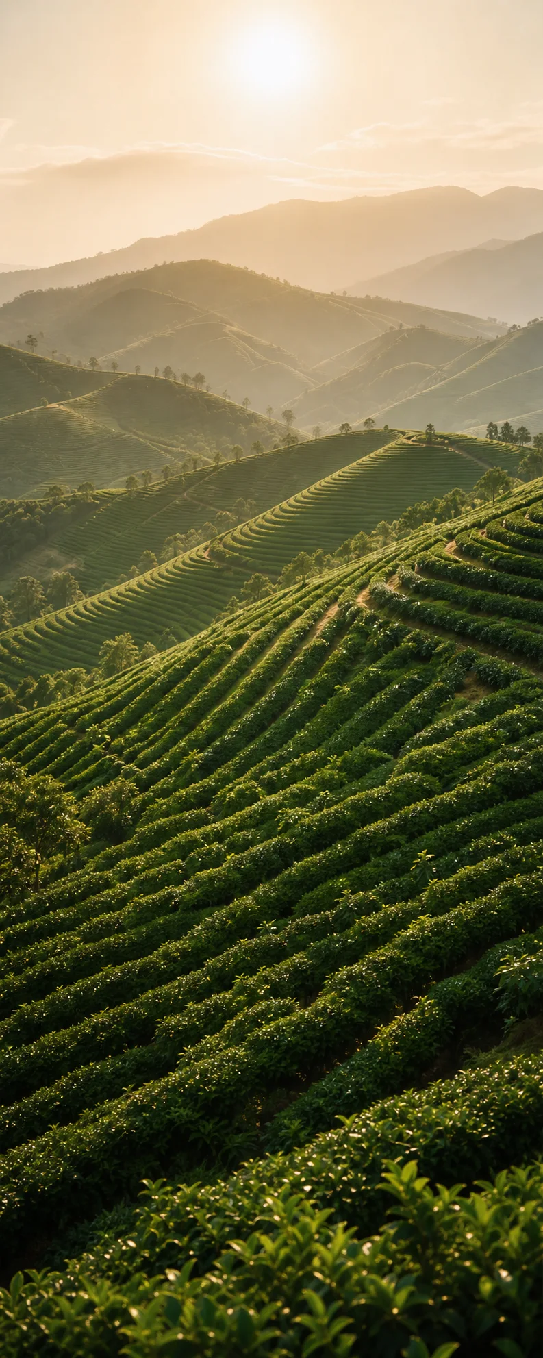 层叠延伸的茶山与茶园